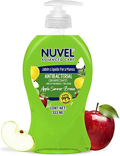 Amazon: Nuvel Jabón Líquido para Manos Antibacterial Apple Summer Breeze Aroma a Manzanas Cítricas, 333 ml | envío gratis con Prime