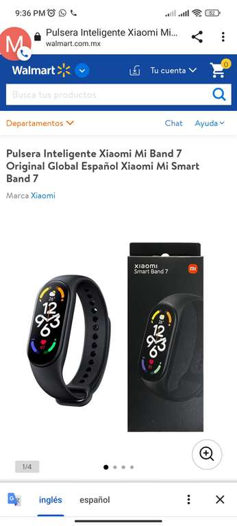 Walmart: Xiaomi mi band 7 ($799 con NUEVO2022SC para nuevos usuarios)