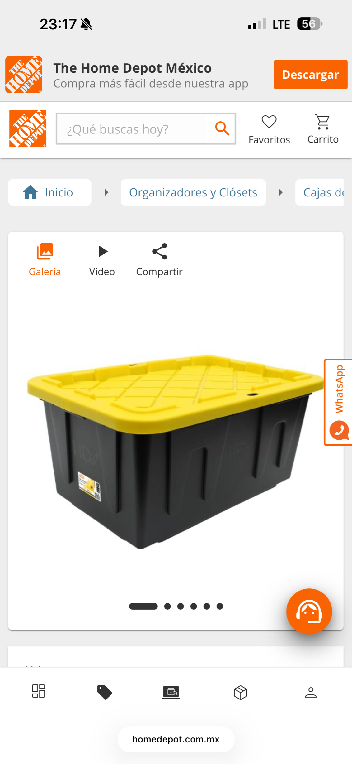 HOME DEPOT: Caja de plástico de uso rudo 102 l negro