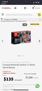 Elektra: Consola Nintendo Switch 1.1 edición Mario Kart 8 con tarjeta de banco azteca
