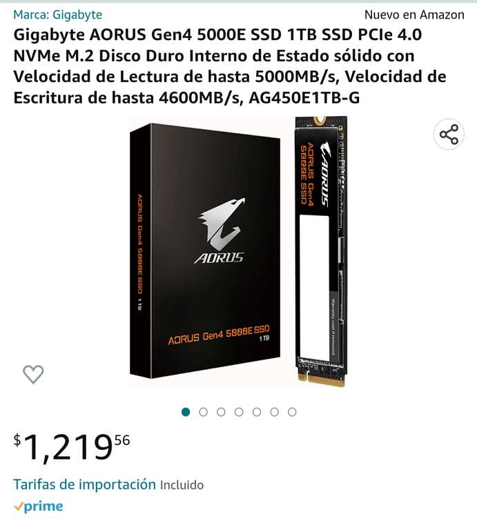 Amazon: Gigabyte AORUS Gen4 SSD 1TB PCIe 4.0 NVMe M.2