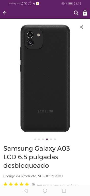 Suburbia: Samsung Galaxy A03 normal 3/64 GB color negro libre