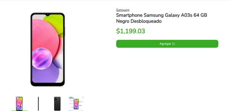 Bodega Ahorrera. Samsung Galaxy A03s 64 GB Negro Desbloqueado