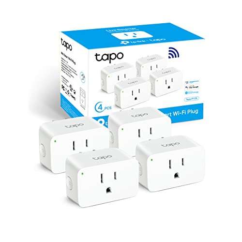 Amazon: TP-Link Tapo Smart Plug Mini 15A, diseño compacto, Tapo P105 (paquete de 4 enchufes inteligentes)