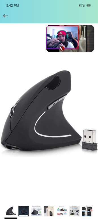 Amazon: Mouse Inalámbrico Ergonómico Recargable, Mouse Vertical Óptico de 2.4Ghz con 3 DPIs Ajustables, Diseño de 6 Botones con Receptor USB