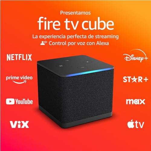 Amazon - Fire TV Cube: Dispositivo de streaming controlado por voz con Alexa, Wi-Fi 6E y 4K Ultra HD