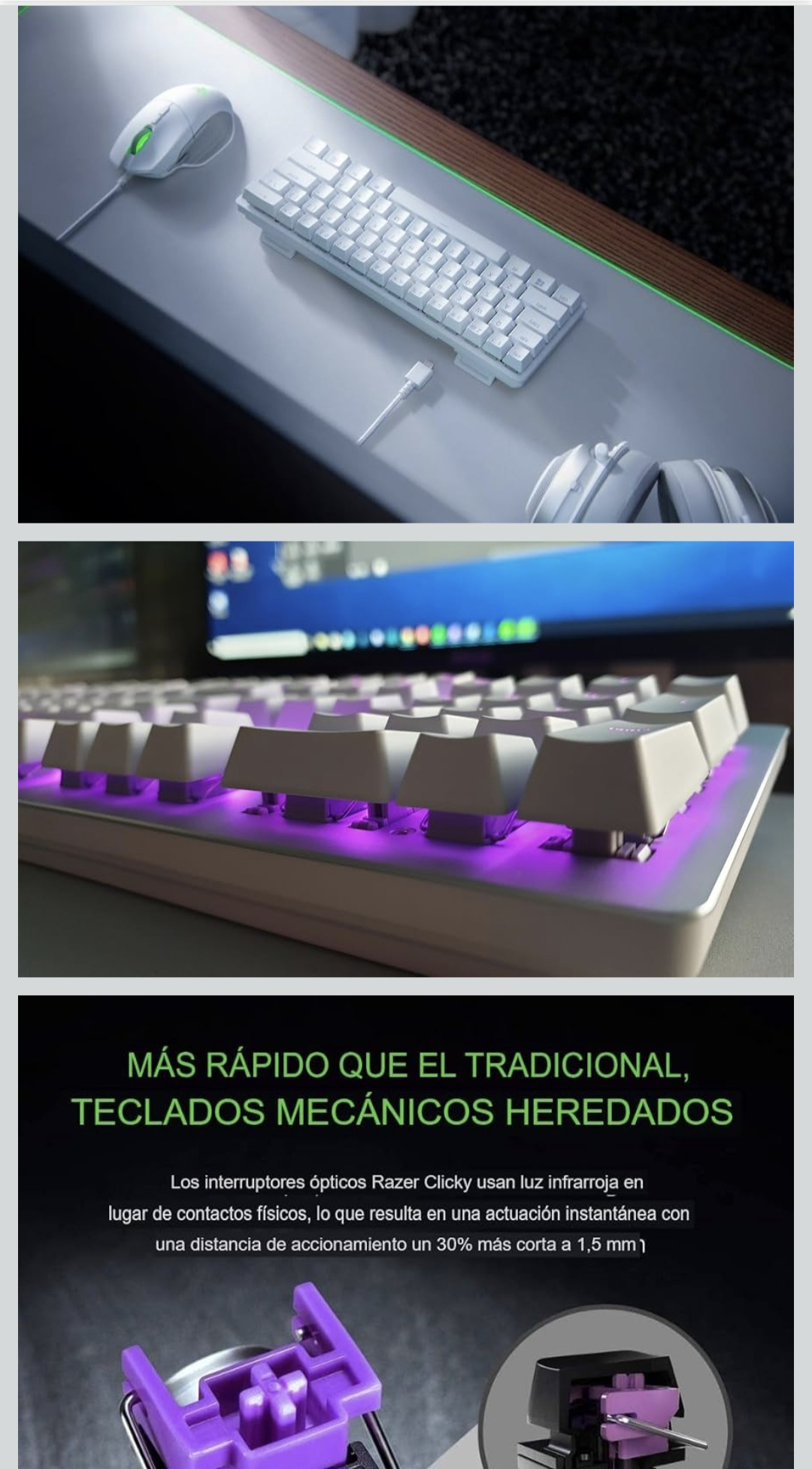 Amazon - Razer Huntsman Mini Teclado Óptico Mercury (Reacondicionado)