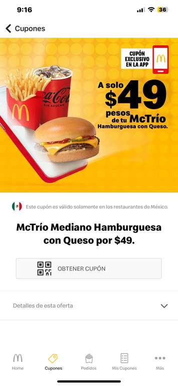 McDonald's [APP]: McTrío mediano por $49