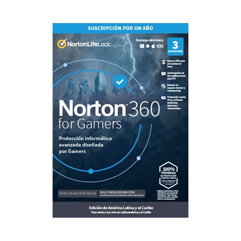 Sanborns: Antivirus Norton 360 Para gamers (3 dispositivos x 1 año)
