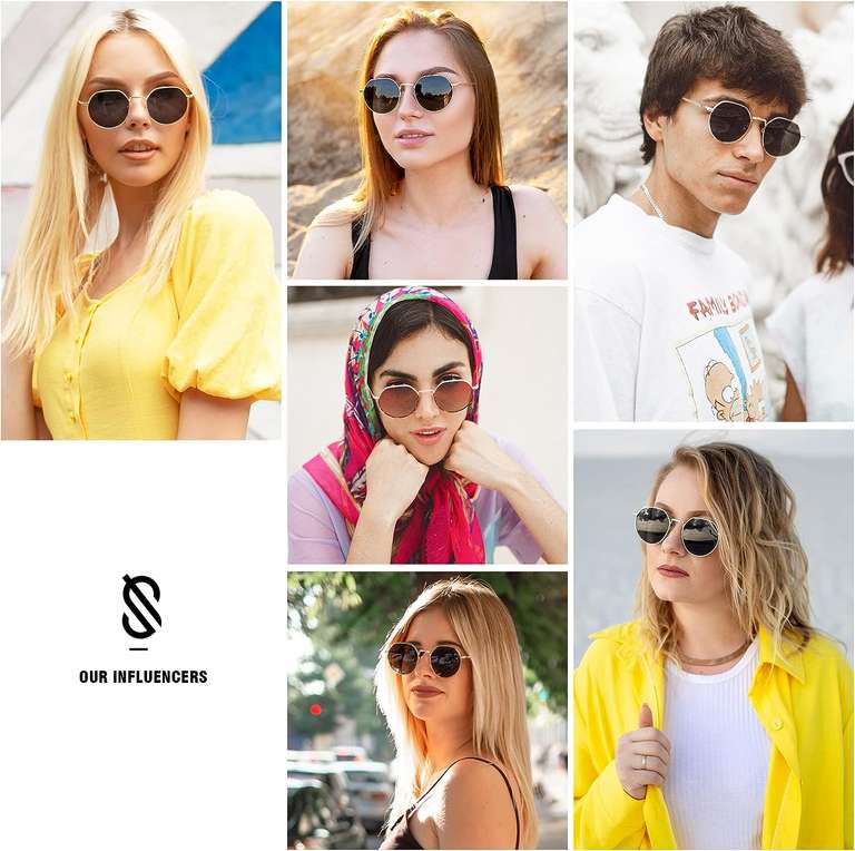 Amazon: SOJOS Gafas de sol polarizadas redondas Polygon para mujeres y hombres, estilo retro, clásico, vintage, sombras Hedy SJ1157