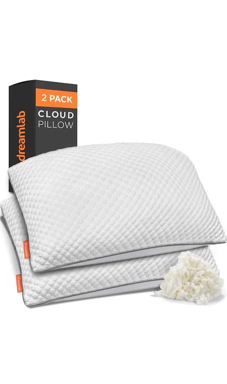 Amazon: Dreamlab Almohadas Cloud Pillow 2 Pack Tamaño Estándar (45cm x 64cm) ajustables - Usuarios Prime