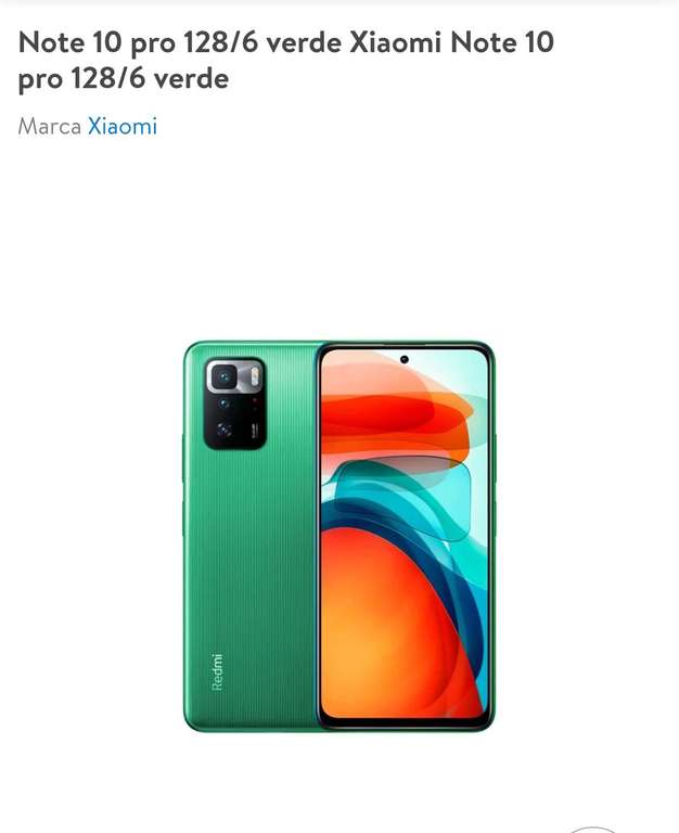 Walmart: Xiaomi Note 10 Pro 128/6 verde