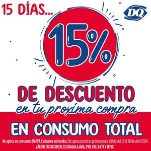 Dairy Queen - 15% OFF en Consumo ( Sucursales seleccionadas )
