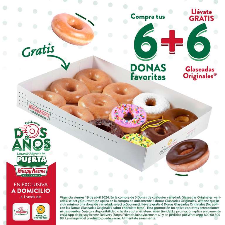Krispy Kreme México: Compra 6 donas y te llevas otras 6 donas GRATIS