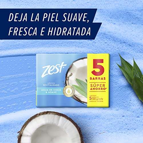 ZEST Jabón en Barra Agua de Coco, 5pack de 100 g cada barra en Amazon | Planea y Ahorra, envío gratis con Prime