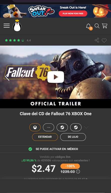 Kinguin: fallout 76 Xbox one para México