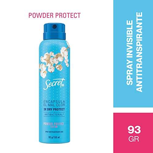 Amazon: SECRET. Desodorante Mujer, Spray Antitranspirante, Powder Protect, Aroma Algodón, Desodorante Aerosol, 93 GR (150 ML)