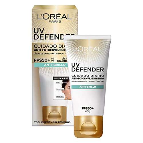 Amazon: L'Oréal Paris Protector Solar Diario Anti-Brillo FPS50+ UV Defender, 40ml