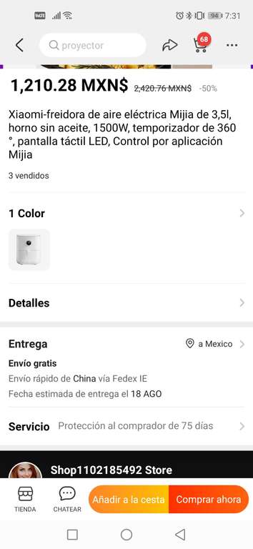 AliExpress: Xiaomi, freidora de aire eléctrica Mijia de 3,5l, horno sin aceite
