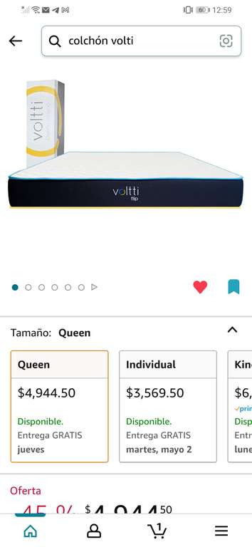 Amazon: Colchón Queen Voltti modelo flip