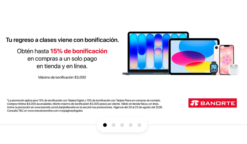 MacStore: 15% de bonificación pagando con Banorte digital a un plazo