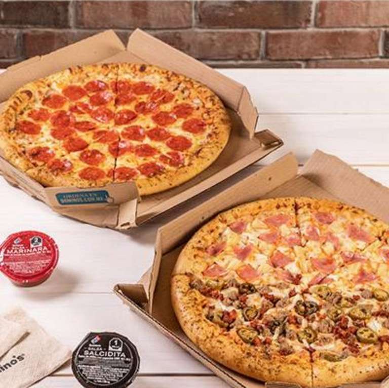 Uber Eats: Domino's Pizza 2 pizzas grandes de 1 ingrediente y salsa en $168 | miembros One