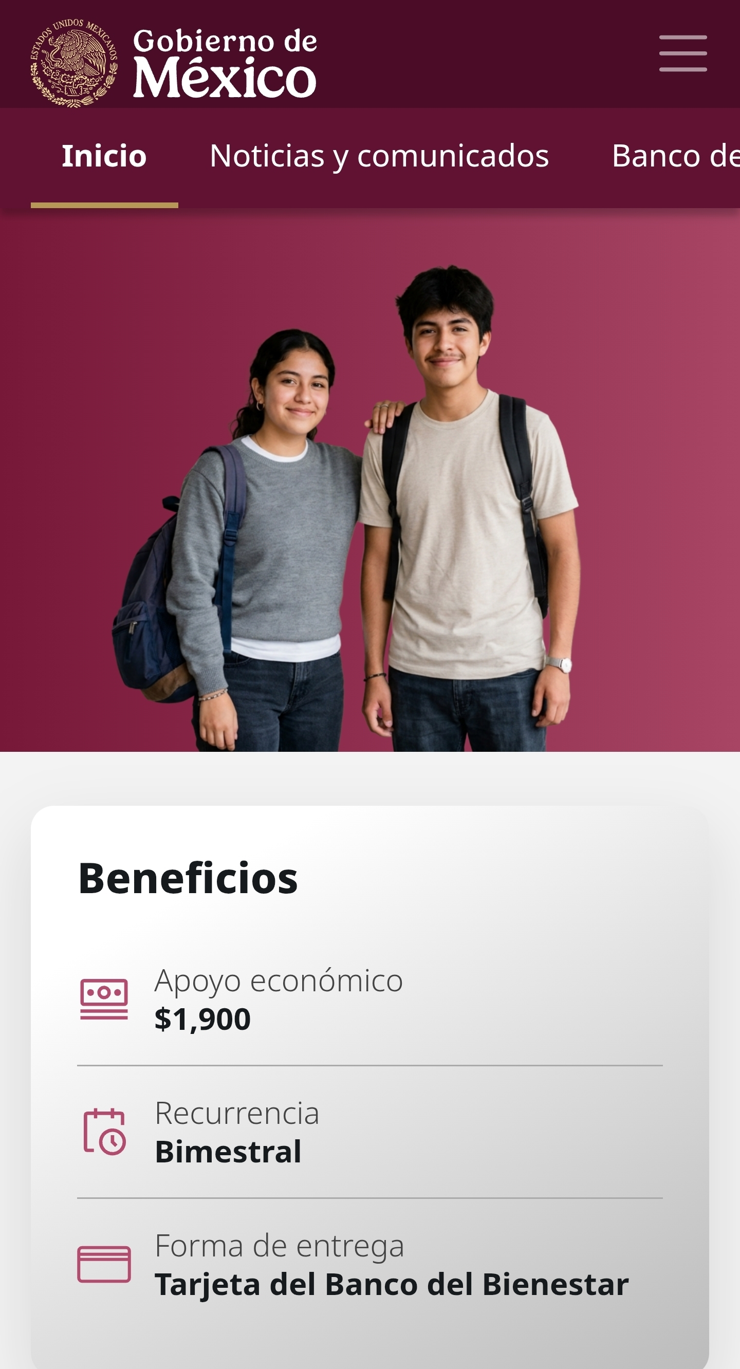 Beca Universal de Educación Media Superior Benito Juárez ||| Bachillerato público México ||| Apoyo $1900 bimestral