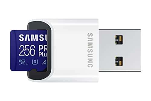 Amazon: SAMSUNG Pro Plus + Reader 256GB microSDXC hasta 160MB/s UHS-I, U3, A2, V30, Full HD y 4K UHD