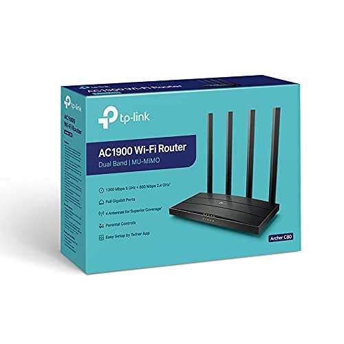 Amazon: TP-Link Router Inalámbrico Doble banda Gigabit AC1900,3 × 3 MIMO,IPTV, Archer C80