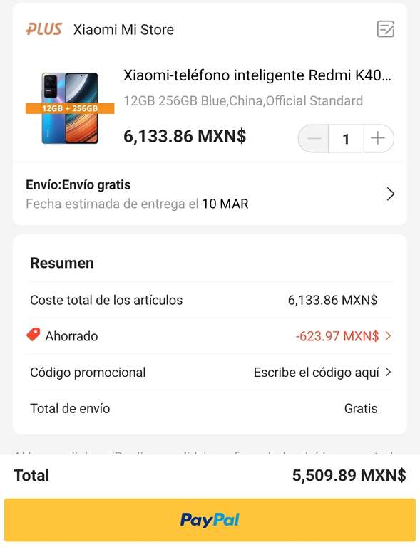 AliExpress: Xiaomi Redmi k40s 5G, Rom global, snapdragon 870 con 12 ram y 256 rom los demás colores al mismo precio