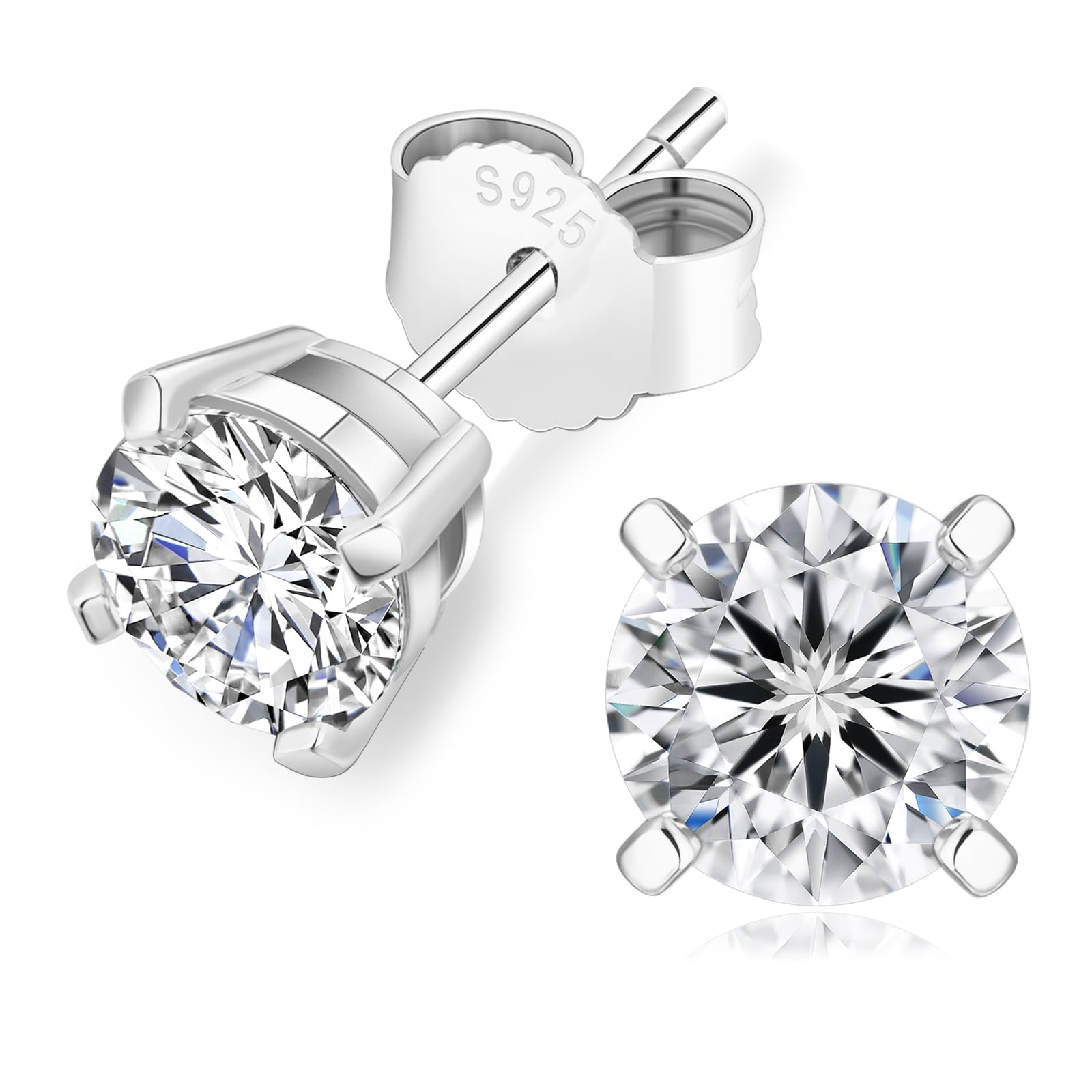 Amazon: Aretes de moissanita en Plata 925 con baño de oro blanco, para los que no nos alcanza la quincena en adquirir aretes con diamantes