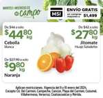 Soriana: Martes y Miércoles del Campo 9 y 10 Enero: Naranja $9.80 kg • Jitomate Saladet $27.80 kg • Cebolla Blanca $44.80 kg