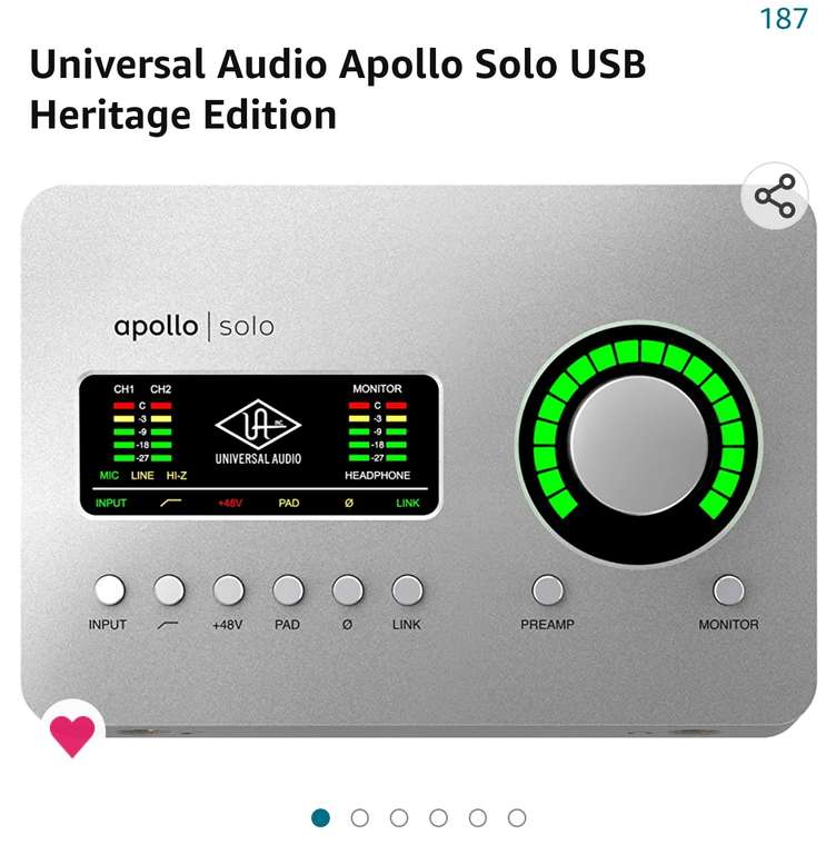 Amazon: Universal Audio Apollo Solo USB Heritage Edition (Pagando con Amex)