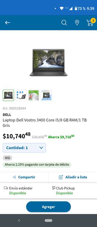 Sam's Laptop Dell Vostro 3400 Core i5/8 GB RAM/1 TB Gris con debito + videojuego de regalo