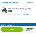 Sam's Club: Motocicleta Italika 250Z Negra 2024 | 18 meses sin intereses mas 3 Meses de Ahorro en Carrito. Tc imbursa