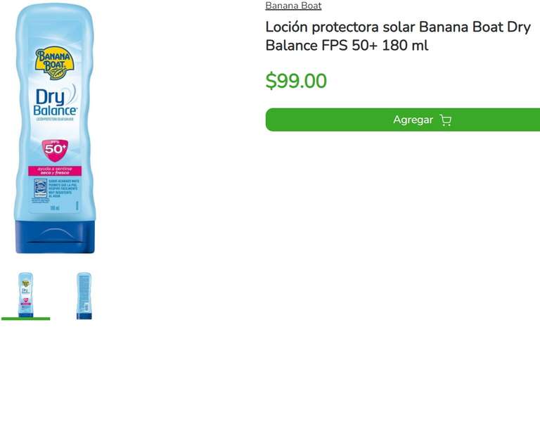 Bodega Aurrera Online - Loción protectora solar Banana Boat Dry Balance FPS 50+ 180 ml