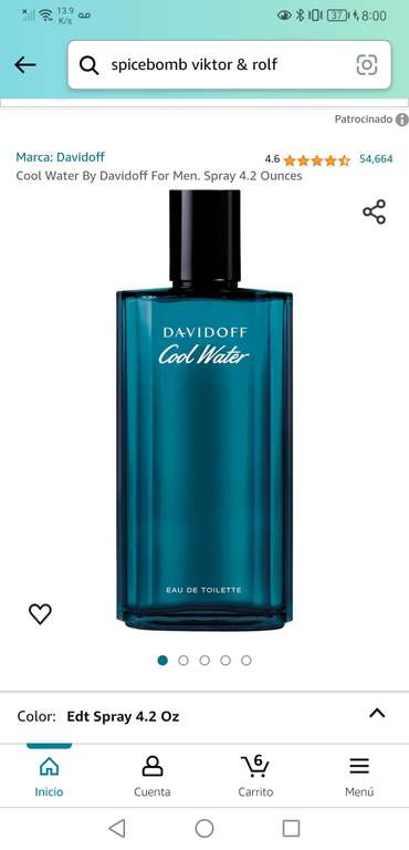 Amazon: Perfume Cool Water By Davidoff For Men. Spray 4.2 Ounces