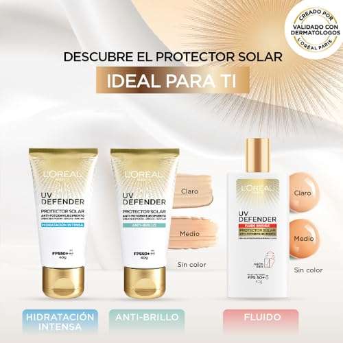 Amazon: L'Oréal Paris Protector Solar Diario FPS50+ UV Defender Anti-Brillo, 40ml