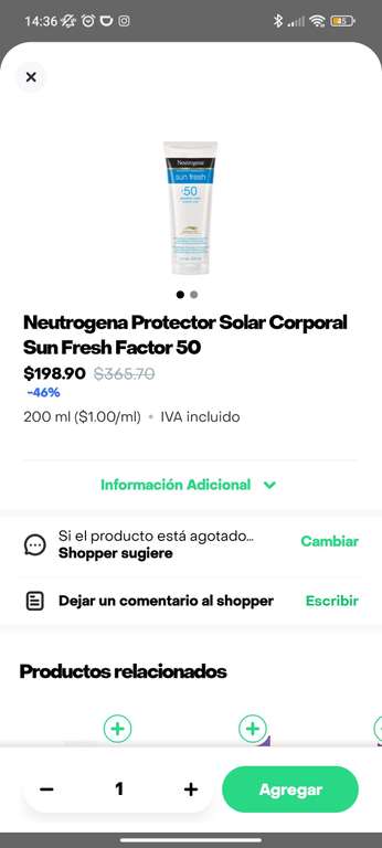 Rappi: Protector solar Neutrogena Factor 50