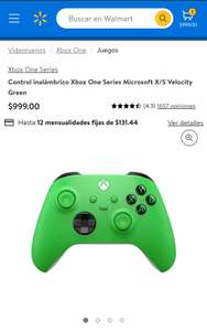Walmart: Control inalámbrico Xbox One Series Microsoft X/S Velocity Green