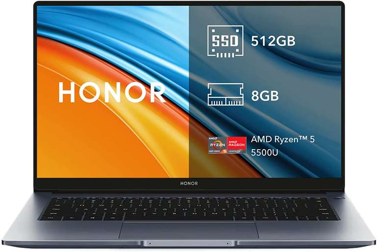 Amazon: HONOR Laptop Magicbook 14 (Nueva versión) 14" FullView, AMD Ryzen 5 5500U, SSD 512GB + 8Gb RAM