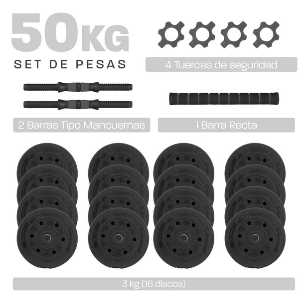 Walmart: Mancuerna con Peso Ajustable Altera COSMIC-50K C/ Discos de Cemento Intercambiables 50Kg