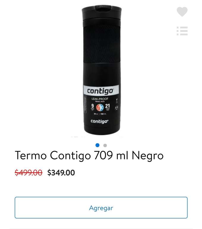 Walmart: Termo Contigo 24oz Negro Snapseal