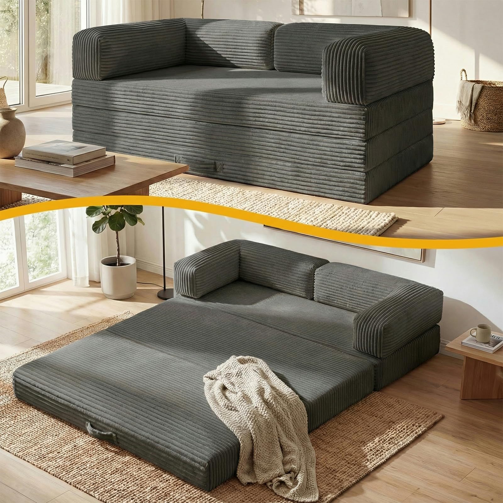 Amazon: Erament - Sofá cama convertible con colchón triple plegable