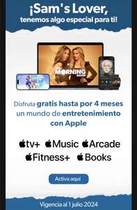 Sam's: 3 Meses de Apple TV+ sin costo y otros servicios (usuarios seleccionados)