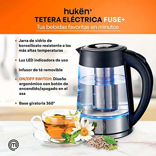 Amazon - Masterchef by Hukën | Tetera Eléctrica con Infusor Removible | 1.7 litros | Envío gratis Prime