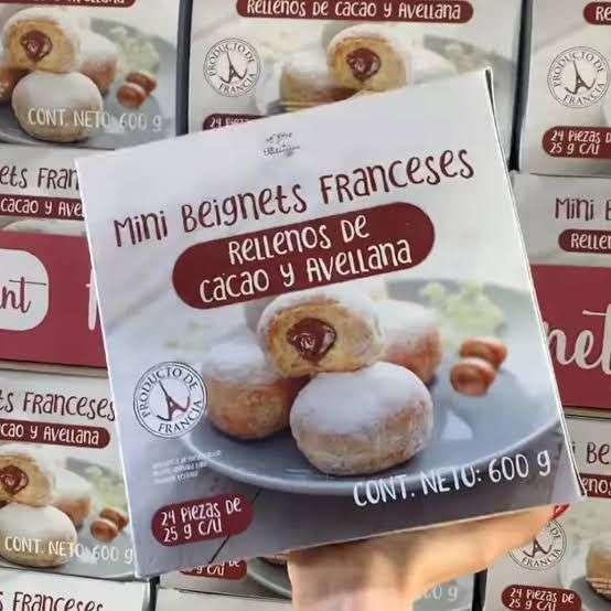 Costco: Mini beignets franceses (panecillos) rellenos de cacao y avellana pizzas de coliflor y caja plegable- Polanco.