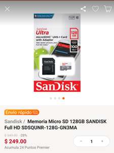 Linio: Micro sd 128 Gb SanDisk pagando con paypal