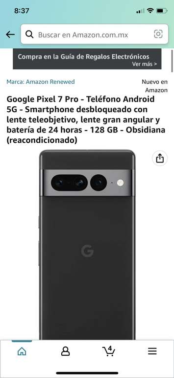 Amazon: Google Pixel 7 Pro 128gb Obsidiana (Reacondicionado)