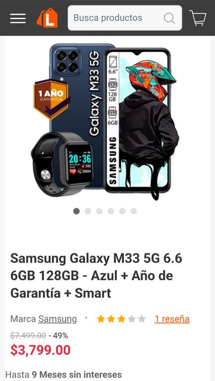 Linio: Samsung Galaxy M33 5G 6.6 6GB 128GB - Azul + Año de Garantía + Smart